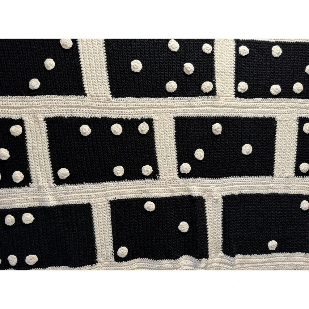 Black & White Pom Pom Throw Blanket by